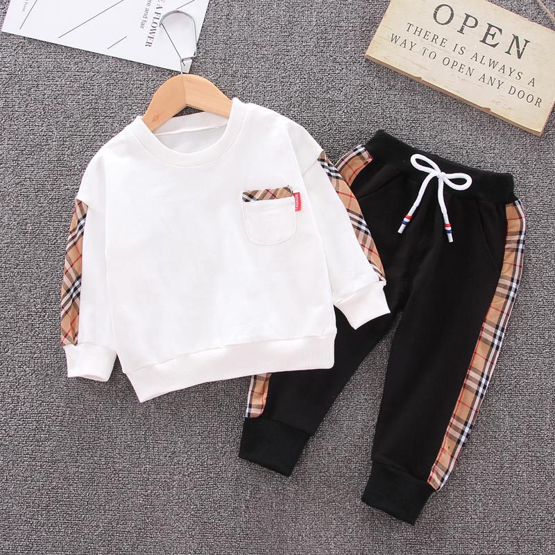 2-piece Plaid Pullover & Pants for Toddler Boy Children's clothing wholesale - PrettyKid