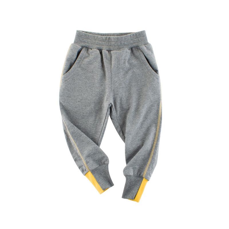 Toddler Kids Boys Solid Color Double Side Pocket Contrast Sportswear Pants - PrettyKid