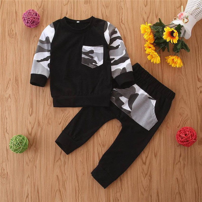 Toddler Kids Boys Camouflage Long Sleeve Sweater Set - PrettyKid