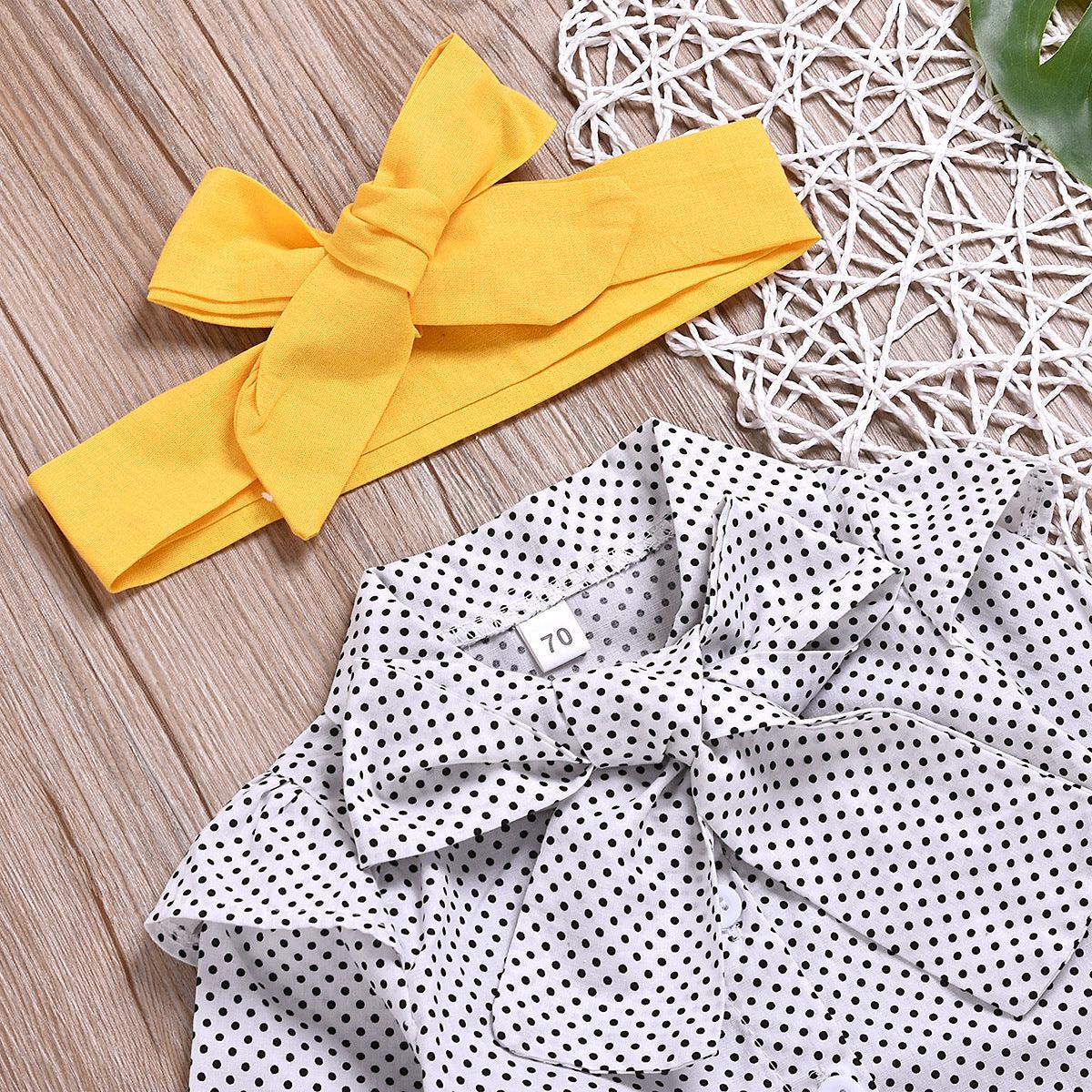 Toddler Girls' Polka Dot Long Sleeve Bow Tie Shirt and Suspender Skirt Suit - PrettyKid