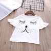 Girls Fashion Cartoon Trumpet Sleeve Top And Letter Printed Mesh Skirt - PrettyKid