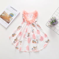 Toddler Girls Sleeveless Lace Collar Cartoon Printed Irregular Dress - PrettyKid