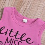 Toddler kids girls' letter sleeveless T-shirt printed shorts set - PrettyKid
