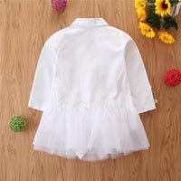 Girls Solid Long Sleeve Splicing Tulle Coats Wholesale - PrettyKid