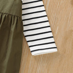 Toddler Kids Girls Knitted Cotton Stripe Long Sleeve Top Woven Suspender Pants Set - PrettyKid