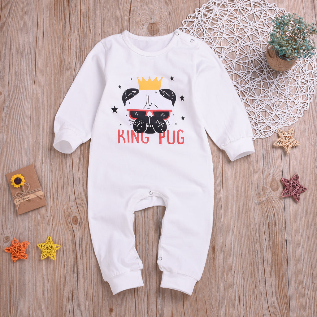 Baby Long Sleeve Letter Printed Jumpsuit Plain Baby Clothes Wholesale - PrettyKid