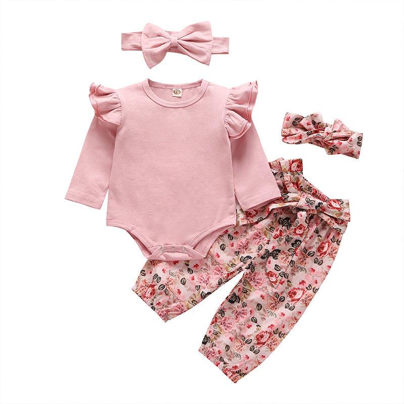 Baby Girl Autumn Suit 2021 New Long Sleeve One-piece Printed Pants Baby Pants - PrettyKid