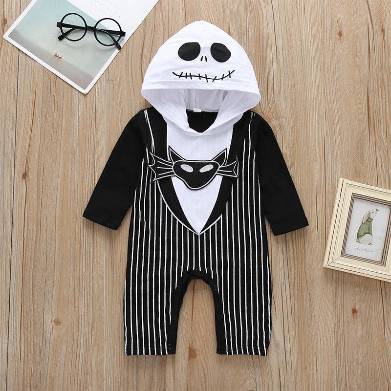 Baby Boys Halloween Bat Long Sleeve Striped Jumpsuit - PrettyKid