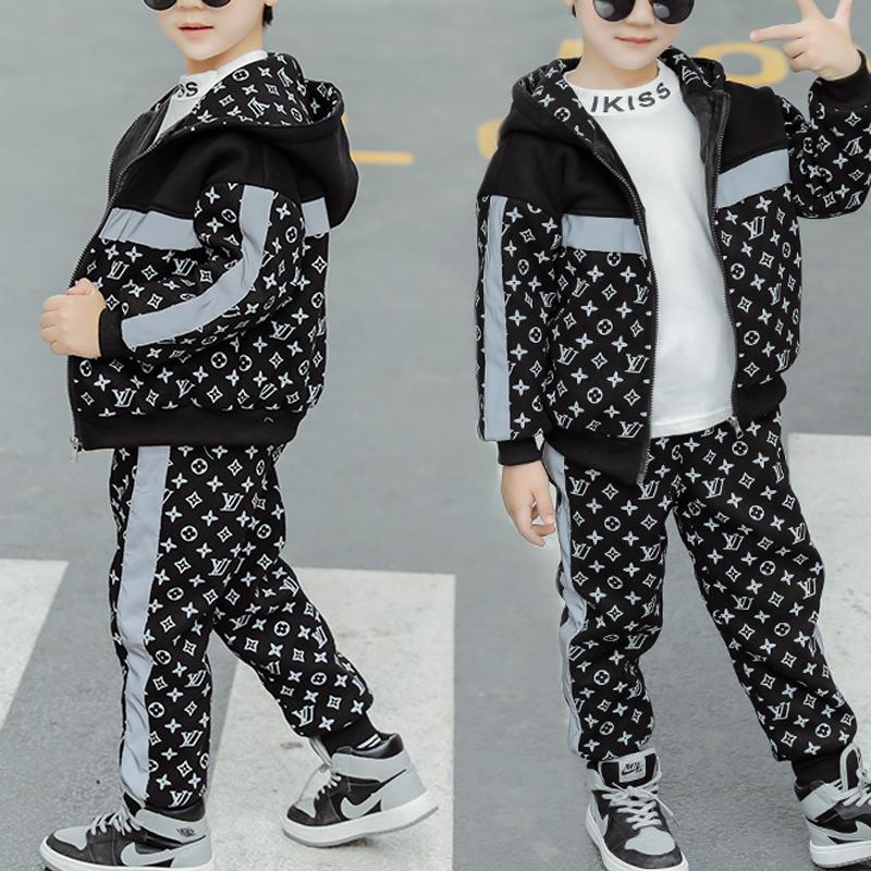 2-piece Letter Pattern Fleece-lined Suit for Boy - PrettyKid