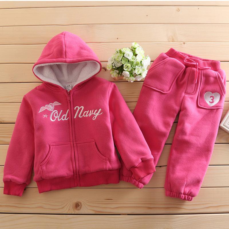 Toddler Kids Girls Leter Embroidery Hooded Padded Warm Casual Suit Wholesale Girls Boutique Clothing - PrettyKid