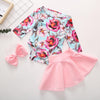Toddler Girls Print Long Sleeve Top Solid A-Line Skirt & Headdress - PrettyKid