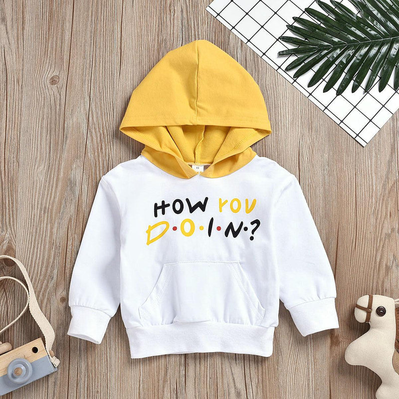 Toddler children's letter printed long sleeve hoodie sweater - PrettyKid