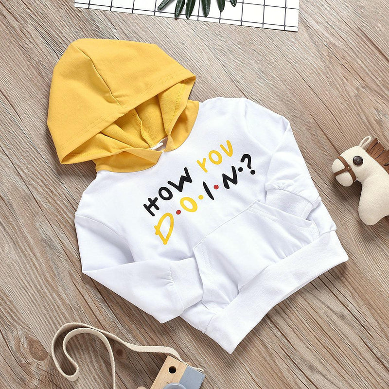 Toddler children's letter printed long sleeve hoodie sweater - PrettyKid