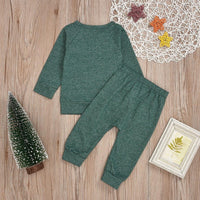 Toddler children's long sleeve trousers solid color home suit - PrettyKid