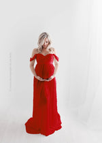 Maternity Shooting Solid Color Bustier Trailing Wraparound Dress - PrettyKid