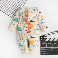 Baby Boys Girls Cotton Dinosaur Printed Long Sleeve One-piece Creeper - PrettyKid