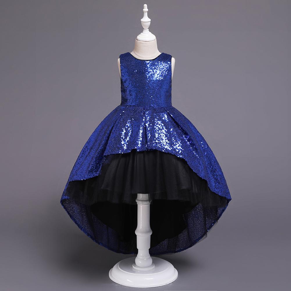 Girl Prom Sequin Dress Tail Princess Skirt Mesh Dress - PrettyKid