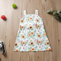 Toddler Girl's Little Fresh Chrysanthemum Print Suspender Dress - PrettyKid