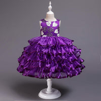 Flower Girl Layered Tutu Embroidered Princess Dress - PrettyKid