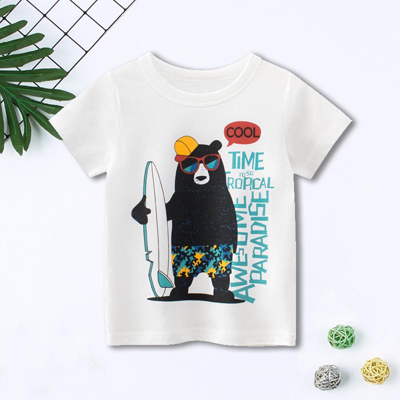 Grow Boy Bear Pattern T-shirt - PrettyKid
