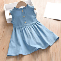 Rabbit Pattern Denim Dress for Toddler Girl Wholesale children's clothing - PrettyKid