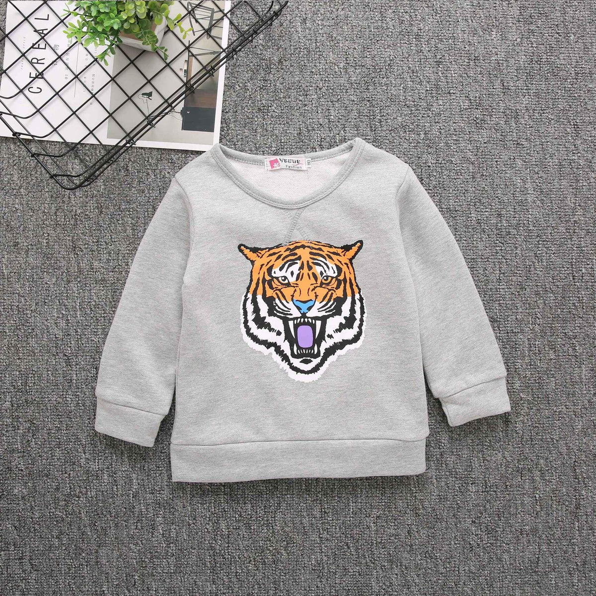 Toddler Boys Cartoon Tiger Long Sleeve Casual Top Wholesale Baby Boy Clothes - PrettyKid