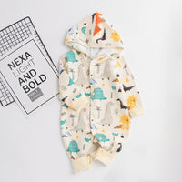 Baby Boys Girls Cotton Dinosaur Printed Long Sleeve One-piece Creeper - PrettyKid