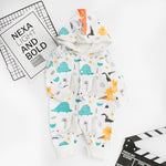 Baby Boys Girls Cotton Dinosaur Printed Long Sleeve One-piece Creeper - PrettyKid