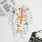 Baby Boys Girls Cotton Dinosaur Printed Long Sleeve One-piece Creeper - PrettyKid