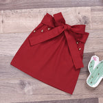 Toddler Girls Lace Short Sleeve Bow Solid Color Skirt - PrettyKid