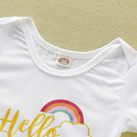 Cute Rainbow Short Sleeve Top & Short Skirt - PrettyKid