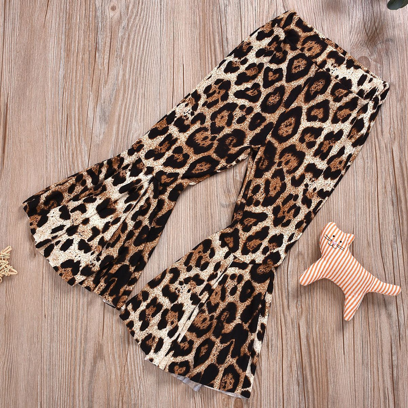 2-piece Ruffle Long Sleeve T-shirt & Leopard Flares for Baby Girl - PrettyKid