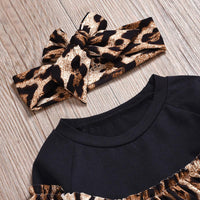 2-piece Ruffle Long Sleeve T-shirt & Leopard Flares for Baby Girl - PrettyKid