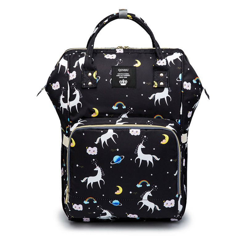 Mommy Trendy Multifunctional Backpack Bandbag with Unicorn Pattern - PrettyKid