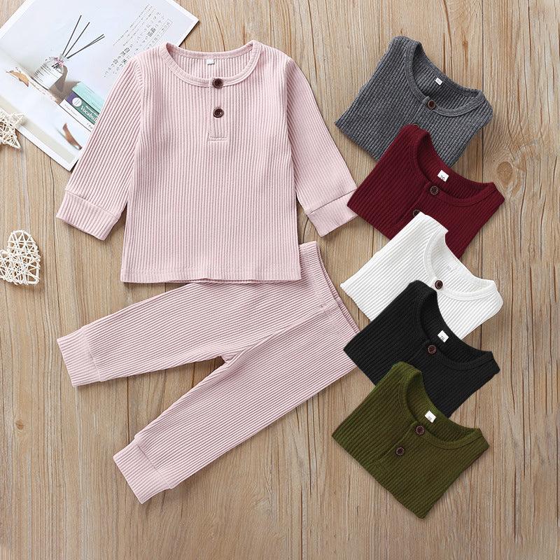 Unisex Children's Spring Autumn Long Sleeve round Neck Suits with Trousers - PrettyKid