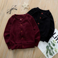 Children Solid Color Button Knitted Sweater Cardigan Coat - PrettyKid