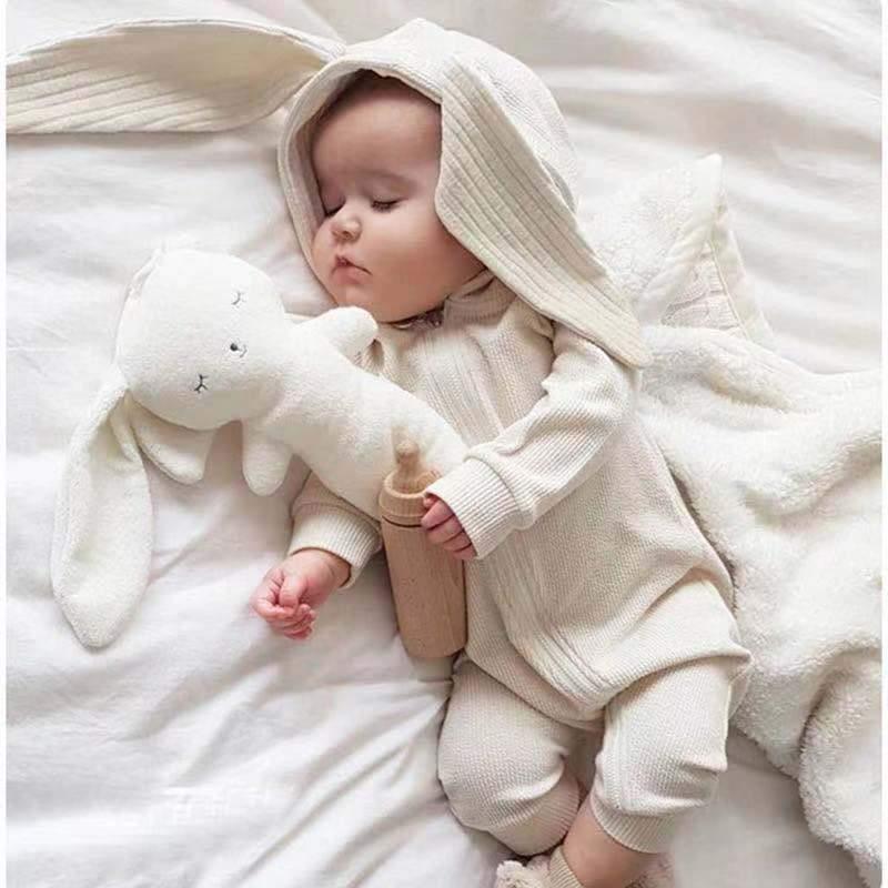 Long-Sleeve Solid 3D Design Rabbit Ear Jumpsuit - PrettyKid