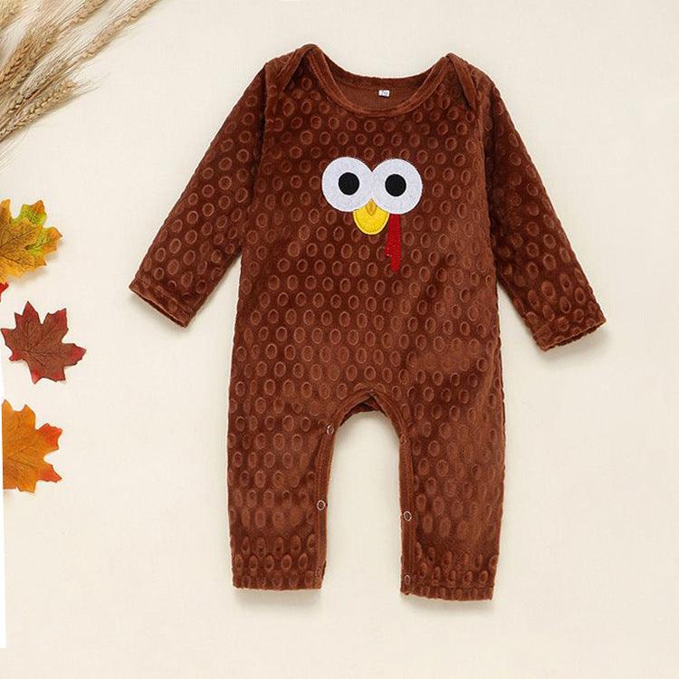 Baby Unisex Turkey Thanksgiving Long Sleeve Romper Baby Wholesales - PrettyKid