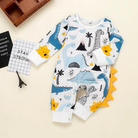 Baby Boys Cartoon Dinosaur Printed Long Sleeve Jumpsuit - PrettyKid