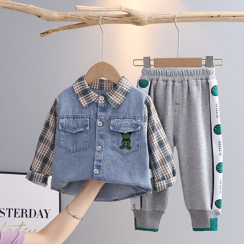 9M-4Y Toddler Boys Outfits Sets Lapel Denim Jackets & Pants Wholesale Girls Fashion Clothes - PrettyKid