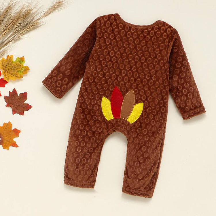 Baby Unisex Turkey Thanksgiving Long Sleeve Romper Baby Wholesales - PrettyKid