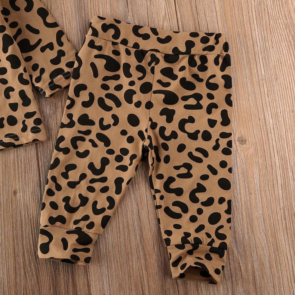 Toddler Boys Girls Long Sleeved Leopard Print Suit - PrettyKid