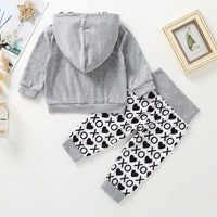 Toddler Boys Grey Seven Star Ladybug Hooded Long Sleeve Geometric Printing Pants Set - PrettyKid