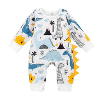 Baby Boys Cartoon Dinosaur Printed Long Sleeve Jumpsuit - PrettyKid