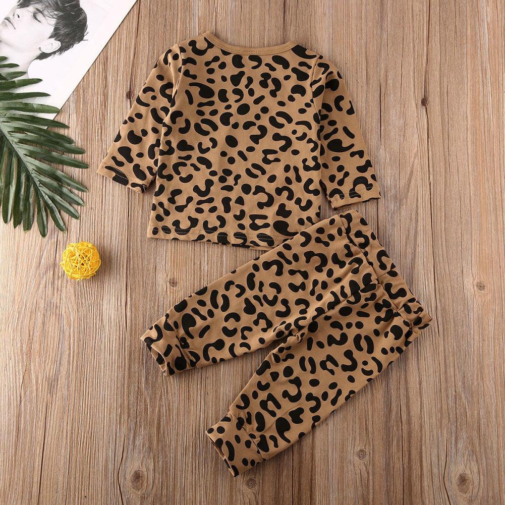 Toddler Boys Girls Long Sleeved Leopard Print Suit - PrettyKid