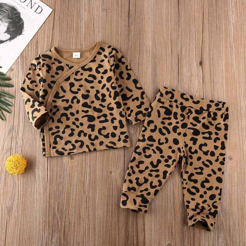 Toddler Boys Girls Long Sleeved Leopard Print Suit - PrettyKid