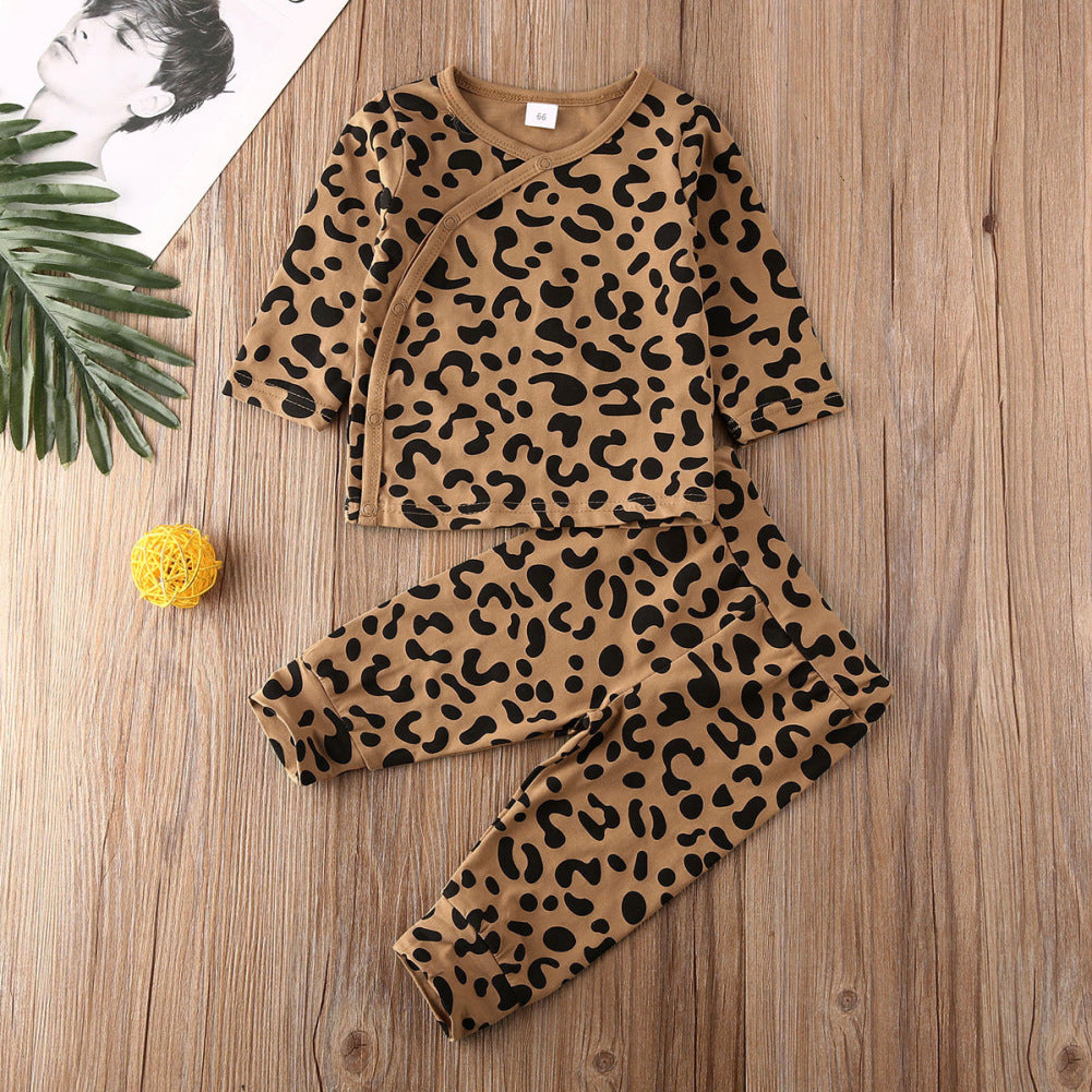 Toddler Boys Girls Long Sleeved Leopard Print Suit - PrettyKid