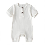 Baby Short Sleeve Solid Ribbed Bodysuit Wholesale Baby Rompers KJ250182 - PrettyKid