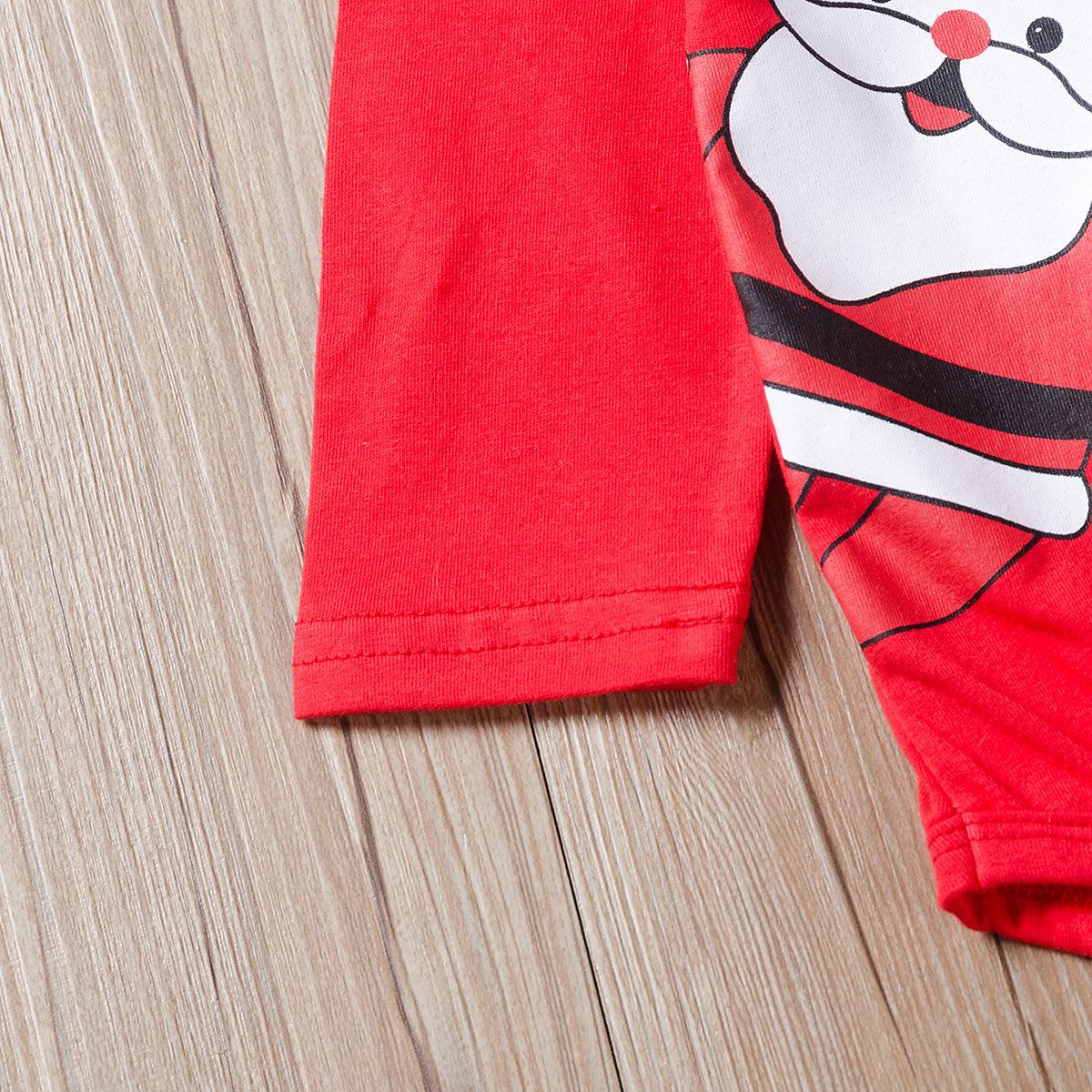 Baby boys girls' long sleeve Santa cartoon printed jumpsuit trousers Christmas suit - PrettyKid