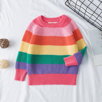 Toddler Kids Rainbow Striped Sweater Knit - PrettyKid